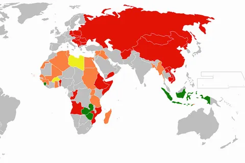 Based on :Image:BlankMap-World-1985.png . I regard this current version as more accurate than the first and second; however, the map is always open to interpretation. The following states are highlighted: Marxist-Leninist Democratic Republic of Afghanistan ( Nur Mohammad Taraki , Hafizullah Amin , Babrak Karmal , Mohammad Najibullah ) People's Democratic Party of Afghanistan Socialist People's Republic of Albania ( Enver Hoxha , Ramiz Alia ) Communist Party of Albania / Albanian Party of Labour People's Republic of Angola ( Agostinho Neto , José Eduardo dos Santos ) Popular Movement for the Liberation of Angola / Popular Movement for the Liberation of Angola/Labour Party People's Republic of Benin ( Mathieu Kérékou ) People's Revolutionary Party of Benin People's Republic of Bulgaria ( Georgi Dimitrov , Vulko Chervenkov , Todor Zhivkov , Petur Mladenov ) Bulgarian Workers' Party / Bulgarian Communist Party People's Republic of China ( Mao Zedong , Hua Guofeng , Hu Yaobang , Zhao Ziyang , Jiang Zemin , Hu Jintao ) Communist Party of China People's Republic of the Congo ( Marien Ngouabi , Joachim Yhombi-Opango , Denis Sassou-Nguesso ) National Movement of the Revolution / Congolese Party of Labour Republic of Cuba ( Fidel Castro , Raúl Castro ) July 26 Movement / Integrated Revolutionary Organizations / United Party of the Socialist Revolution of Cuba / Communist Party of Cuba Czechoslovak Socialist Republic ( Klement Gottwald , Antonín Novotný , Alexander Dubček , Gustáv Husák , Miloš Jakeš , Karel Urbánek , Ladislav Adamec ) Communist Party of Czechoslovakia People's Democratic Republic of Ethiopia ( Mengistu Haile Mariam ) Workers' Party of Ethiopia German Democratic Republic ( Walter Ulbricht , Erich Honecker , Egon Krenz ) Socialist Unity Party of Germany Hungarian People's Republic ( Mátyás Rákosi , Ernő Gerő , János Kádár , Károly Grósz ) Hungarian Workers' Party / Hungarian Socialist Workers' Party People's Republic of Kampuchea ( Pen Sovan , Heng Samrin ) People's Revolutionary Party of Kampuchea Democratic People's Republic of Korea ( Kim Il Sung , Kim Jong Il ) Workers' Party of Korea Lao People's Democratic Republic ( Kaysone Phomvihane , Khamtai Siphandon , Choummaly Sayasone ) Lao People's Revolutionary Party Mongolian People's Republic ( Tseren-Ochiryn Dambadorj , Yumjaagiyn Tsedenbal , Dashiyn Damba , Jambyn Batmönkh , Gombojavyn Ochirbat ) Mongolian People's Revolutionary Party People's Republic of Mozambique ( Samora Machel , Joaquim Chissano ) Mozambican Liberation Front Polish People's Republic ( Bolesław Bierut , Edward Ochab , Władysław Gomułka , Edward Gierek , Stanisław Kania , Wojciech Jaruzelski , Mieczysław Rakowski ) Polish Workers' Party / Polish United Workers' Party Socialist Republic of Romania ( Gheorghe Gheorghiu-Dej , Gheorghe Apostol , Nicolae Ceauşescu ) Romanian Communist Party / Romanian Workers' Party Somali Democratic Republic ( Maxamed Siyaad Barre ) Somali Revolutionary Socialist Party Union of Soviet Socialist Republics ( Joseph Stalin , Georgy Malenkov , Nikita Khrushchev , Leonid Brezhnev , Yury Andropov , Konstantin Chernenko , Mikhail Gorbachev ) Russian Social Democratic Workers' Party / Russian Communist Party of Bolsheviks / All-Union Communist Party of Bolsheviks / Communist Party of the Soviet Union Socialist Republic of Vietnam ( Hồ Chí Minh , Lê Duẩn , Trường Chinh , Nguyễn Văn Linh , Đỗ Mười , Lê Khả Phiêu , Nông Đức Mạnh ) Indochinese Communist Party / Vietnam Workers' Party / Communist Party of Vietnam People's Democratic Republic of Yemen ( Salem Ali Rubayyi , Abdul Fattah Ismail , Ali Nasir Muhammad , Haidar Abu Bakr al-Attas ) National Front/ Yemeni Socialist Party Socialist Federal Republic of Yugoslavia ( Josip Broz Tito , Stevan Doronjski , Lazar Mojsov , Dušan Dragosavac , Mitja Ribičič , Dragoslav Marković , Ali Shukri , Vidoje Žarković , Milanko Renovica , Boško Krunić , Stipe Šuvar , Milan Pančevski ) Communist Party of Yugoslavia / League of Communists of Yugoslavia One-party (non-Marxist-Leninist) People's Democratic Republic of Algeria ( Ahmed Ben Bella , Houari Boumedienne , Chadli Bendjedid ) National Liberation Front People's Republic of Bangladesh ( Mujibur Rahman ) Awami League / Bangladesh Krishak Sramik Awami League Socialist Republic of the Union of Burma ( Ne Win , San Yu ) Burma Socialist Program Party Republic of Cape Verde ( Aristides Pereira ) African Party for the Independence of Guinea and Cape Verde / African Party for the Independence of Cape Verde Republic of Ghana ( Kwame Nkrumah ) Convention People's Party Grenada ( Maurice Bishop ) New Jewel Movement People's Revolutionary Republic of Guinea ( Ahmed Sékou Touré ) Democratic Party of Guinea -African Democratic Rally Republic of Guinea-Bissau ( Luís Cabral , João Bernardo Vieira ) African Party for the Independence of Guinea and Cape Verde Republic of Iraq ( Ahmad Hassan al-Bakr , Saddam Hussein ) Arab Socialist Baath Party Democratic Republic of Madagascar ( Didier Ratsiraka ) National Front for the Defense of the Revolution Republic of Mali ( Modibo Keita ) Sudanese Union -African Democratic Rally Sahrawi Arab Democratic Republic ( El Wali Mustafa Sayed , Mohamed Abdelaziz ) Popular Front for the Liberation of Saguia el-Hamra and Río de Oro Democratic Republic of São Tomé and Príncipe ( Manuel Pinto da Costa ) Movement for the Liberation of São Tomé and Príncipe Republic of Senegal ( Léopold Sédar Senghor ) Senegalese Progressive Union / Socialist Party of Senegal Republic of Seychelles ( France-Albert René ) Seychelles People's United Party / Seychelles People's Progressive Front Democratic Republic of Sudan ( Gaafar Nimeiry ) Sudanese Socialist Union Syrian Arab Republic ( Salah al-Din Bitar , Salah al-Jadid , Hafez al-Assad , Bashar al-Assad ) Arab Socialist Baath Party United Republic of Tanzania ( Julius Nyerere , Ali Hassan Mwinyi ) Tanganyika African National Union / Afro-Shirazi Party / Chama Cha Mapinduzi Democratic Republic of Timor-Leste ( Francisco Xavier do Amaral , Nicolau dos Reis Lobato ) Revolutionary Front of Independent East Timor Tunisian Republic ( Habib Bourguiba ) Neo-Destour Party / Destourian Socialist Party Republic of Uganda ( Milton Obote ) Uganda People's Congress United Arab Republic ( Gamal Abdel Nasser , Anwar as-Sadat ) Arab Socialist Union Directed by military without a political party Republic of Bolivia ( David Toro , Germán Busch ) Burkina Faso ( Thomas Sankara , Blaise Compaoré ) Socialist Republic of Chile ( Marmaduke Grove , Carlos Dávila Espinoza ) Great Socialist People's Libyan Arab Jamahiriya ( Muammar al-Gaddafi ) Republic of Suriname ( Dési Bouterse ) Similar in many respects to a socialist state Cooperative Republic of Guyana ( Forbes Burnham , Desmond Hoyte ) People's National Congress Republic of Indonesia ( Sukarno ) National Party of Indonesia and Communist Party of Indonesia Republic of Nicaragua ( Daniel Ortega ) Sandinista National Liberation Front Republic of Sierra Leone ( Siaka Stevens , Joseph Saidu Momoh ) All People's Congress Republic of Zambia ( Kenneth Kaunda ) United National Independence Party Republic of Zimbabwe ( Robert Mugabe ) Zimbabwe African National Union / Zimbabwe African National Union-Patriotic Front