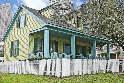 The 1868 San Felipe Cottage is an example of the vernacular architecture of Houston’s German population of the late 19th century. Originally located at 313 San Felipe Road, the structure was moved to Sam Houston Park in 1972. Primarily a repository of Texas furniture, San Felipe illustrates the cultural legacy of the German working class, one of the predominant cultural groups in Texas.