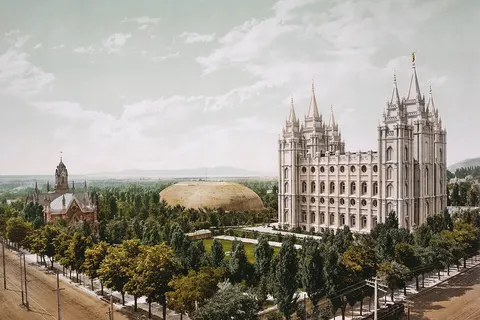 Temple Square , Salt Lake City, Utah, in 1899. Photochrom print.