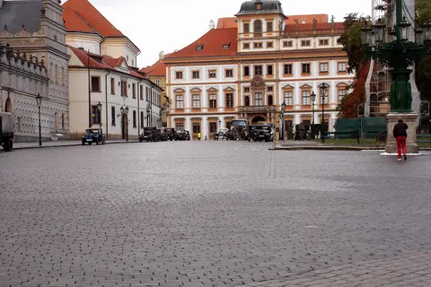 A American-Czech production film based on the Reinhard.Heydrich assasination being filmed on Prague castle ground.