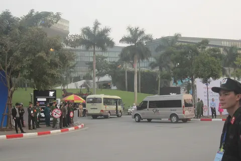 Outside Marriott Hotel before US President go to Metropole