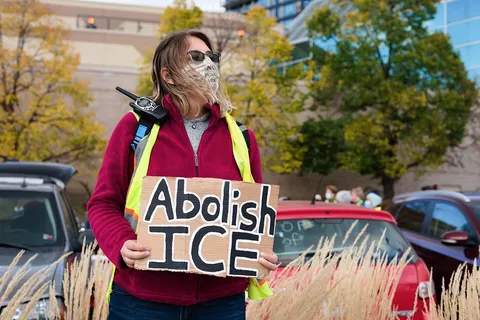 Minneapolis, Minnesota Ocober 14, 2020 About 100 people met outside the office of US Senator Amy Klobuchar to demand clean legalization for all the recipients of DACA, Temporary Protected Status (TPS), and Deferred Enforced Departure (DED). They criticized the policies of Republicans and expressed anger at Democrats for not acting. Then they marched down Washington Avenue, blocking northbound traffic. They also demanded the end of the policy of "Prevention through Deterrence" and separation of families at the border. Hosted by: Minnesota Immigrant Rights Action Committee (MIRAC) Bikers Riding Against Police Brutality (BRAPB) CAIR-Minnesota (CAIR-MN) Students for a Democratic Society at UMN (SDS) Haiti Justice Committee of Minnesota 2020-10-14 This is licensed under the Creative Commons Attribution License. Give attribution to: Fibonacci Blue