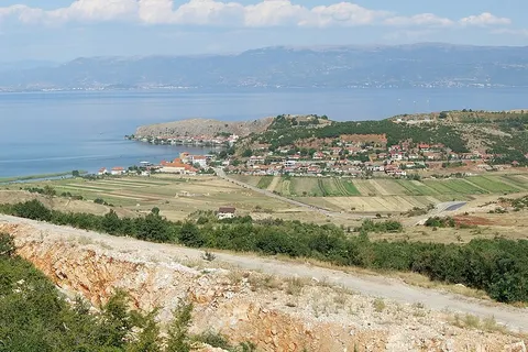 Albania - village Lin and Lake Ohrid.
