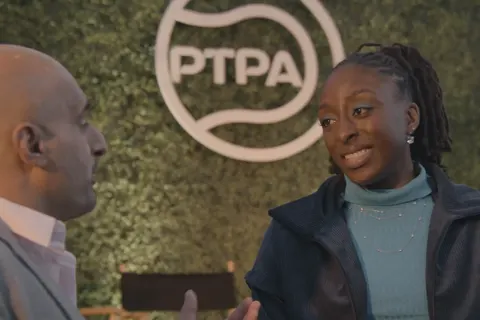 Nneka Ogwumike at a Professional Tennis Players Association (PTPA) event in Indian Wells, California, in March 2016 YouTube description : Nneka Ogwumike, President of the WNBPA, shares how she came to serving in her current role and the surprises that came with it.