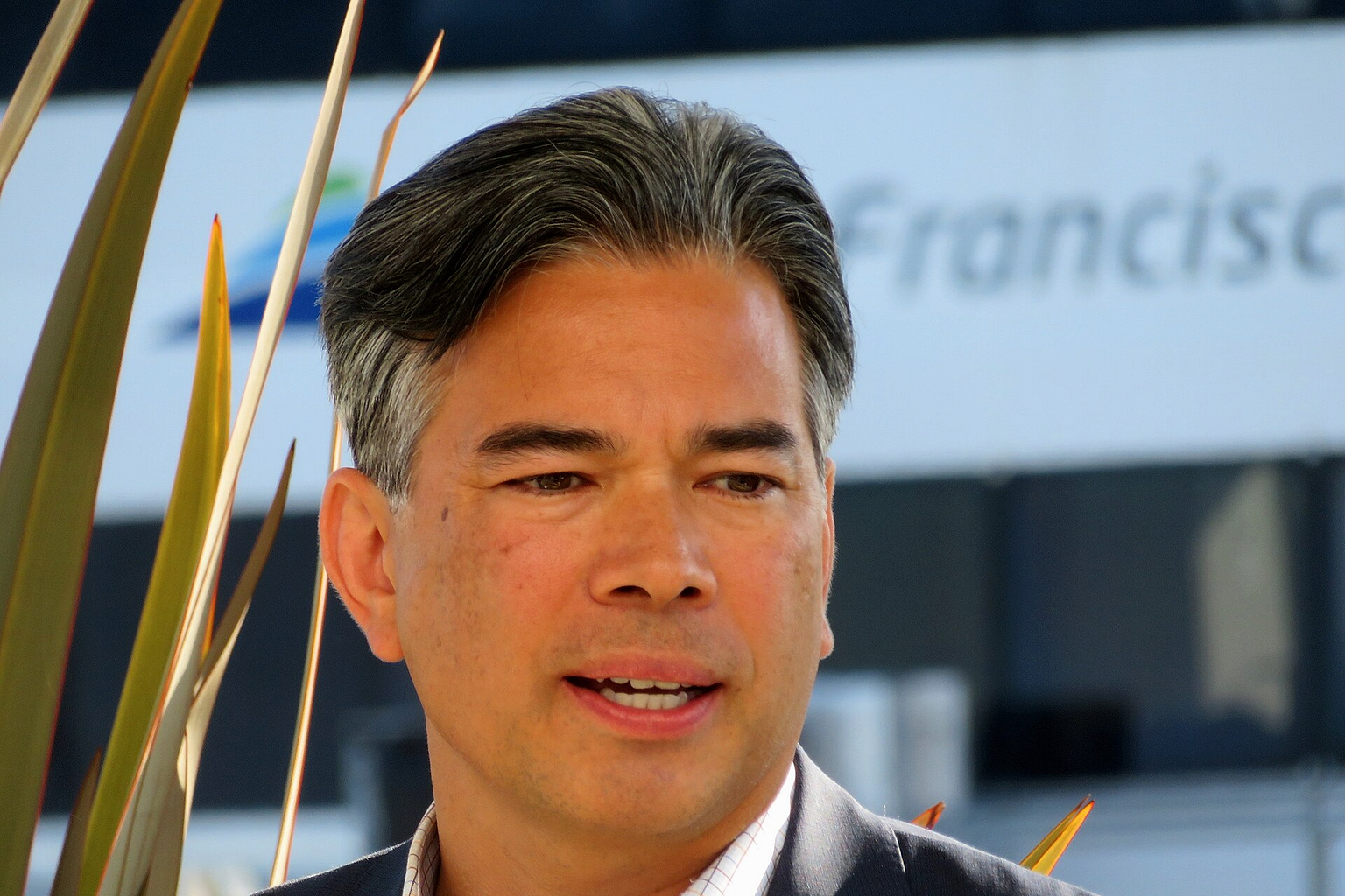 California State Assembly member Rob Bonta speaking at the Central Bay Operations and Maintenance Facility ribbon-cutting ceremony in December 2018