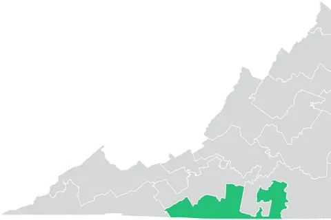 An outline of Virginia's 20th Senate district, created using public data on QGIS. These district boundaries were drawn in 2011 and will be redrawn following the 2020 census.