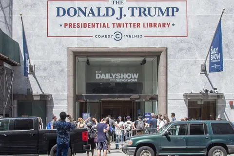 The Daily Show 's Donald J. Trump Presidential Twitter Library at 9 W 57th St. in Manhattan.