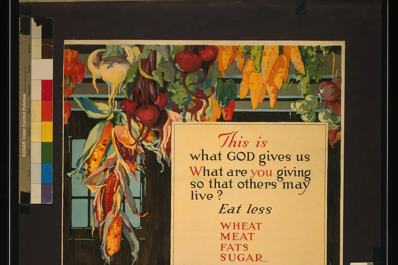 Title: This is what God gives us - what are you giving so that others may live? Abstract: Poster showing a bounty of fall fruits and vegetables. Physical description: 1 print (poster) : lithograph, color ; 73 x 53 cm. Notes: No. 17.; United States Food Administration.; A. Hendee.