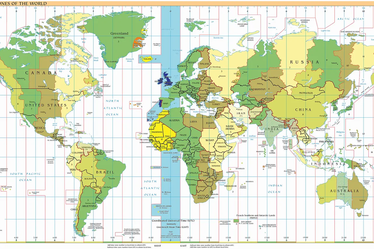 Based on Timezones2008.png - with UTC+0 highlighted Dark Blue - UTC during Northern Winter /Southern Summer Orange - UTC during Northern Summer /Southern Winter Yellow - UTC all year round Light Blue - UTC sea areas
