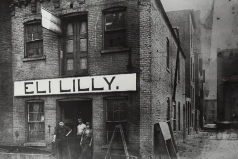 Eli Lilly on Pearl Street, Indianpolis, 1876