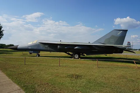 A General Dynamics FB-111A Aardvark on display at the Barksdale Global Power Museum at Barksdale Air Force Base near Bossier City , Louisiana ( United States ).