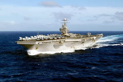 The U.S. Navy aircraft carrier USS Abraham Lincoln (CVN-72) underway in the Western Pacific on 21 December 2004. Abraham Lincoln , with assigned Carrier Air Wing 2 (CVW-2), was deployed to the Western Pacific 15 October 2004 to 4 May 2005.