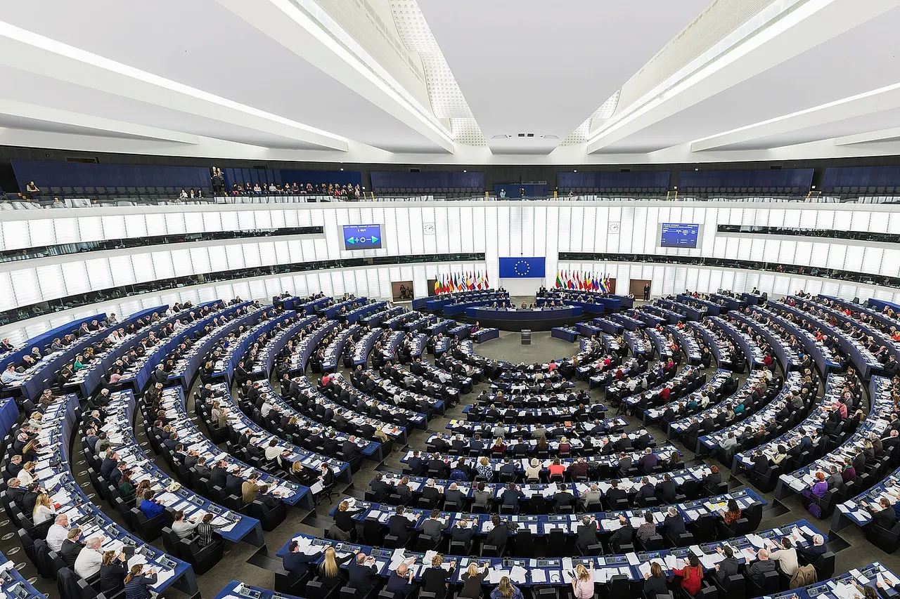 The Hemicycle of the European Parliament in Strasbourg during a plenary session in 2014.
