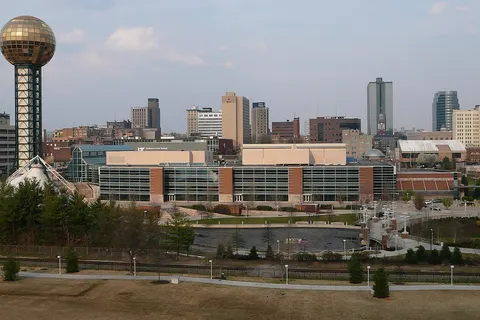 Eastward view of the skyline of downtown Knoxville, Tennessee.
