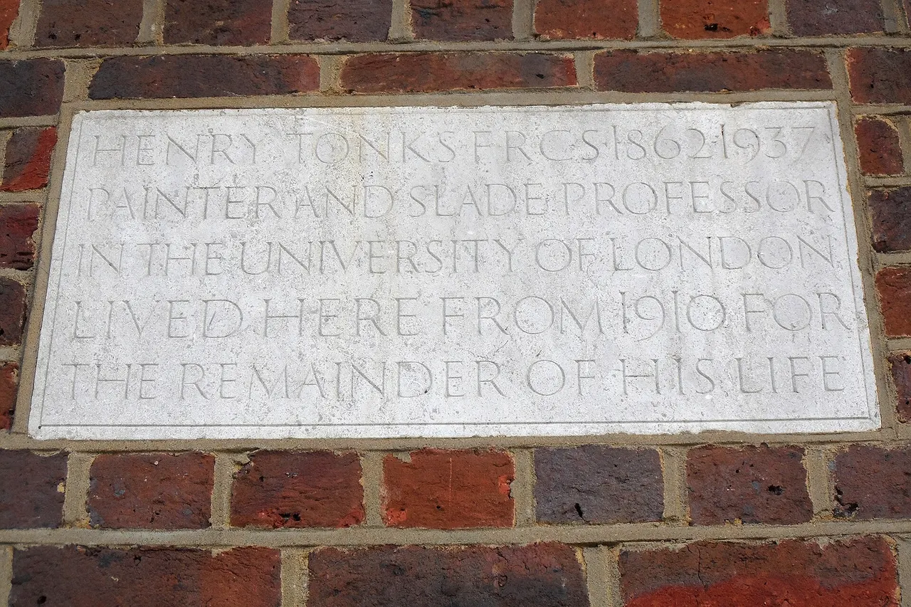 Stone plaque commemorating Henry Tonks at 1 The Vale, Chelsea, London SW3 6AG