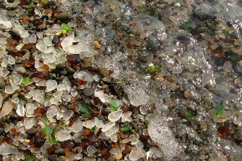 The Glass beach in Fort Bragg, California.