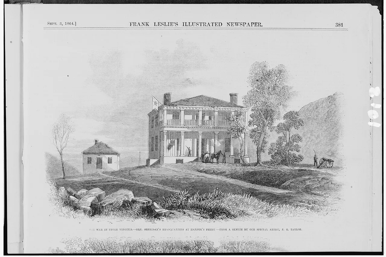 Title: The war in upper Virginia - Gen. Sheridan's headquarters at Harper's Ferry / from a sketch by J.E. Taylor. Abstract/medium: 1 print : wood engraving.