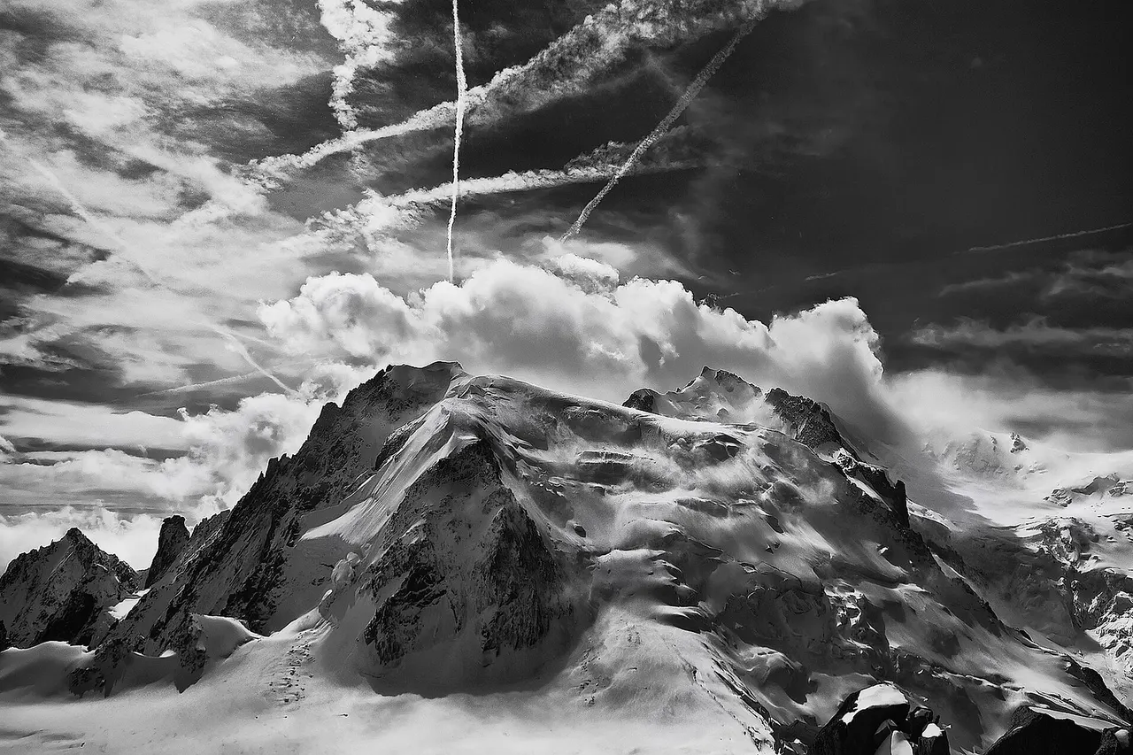 The Mont Blanc du Tacul seen from the Aiguille du Midi.