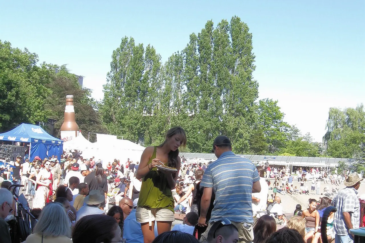 Crowd at Bite of Seattle, an annual food festival held over three days in July in Seattle, Washington, USA