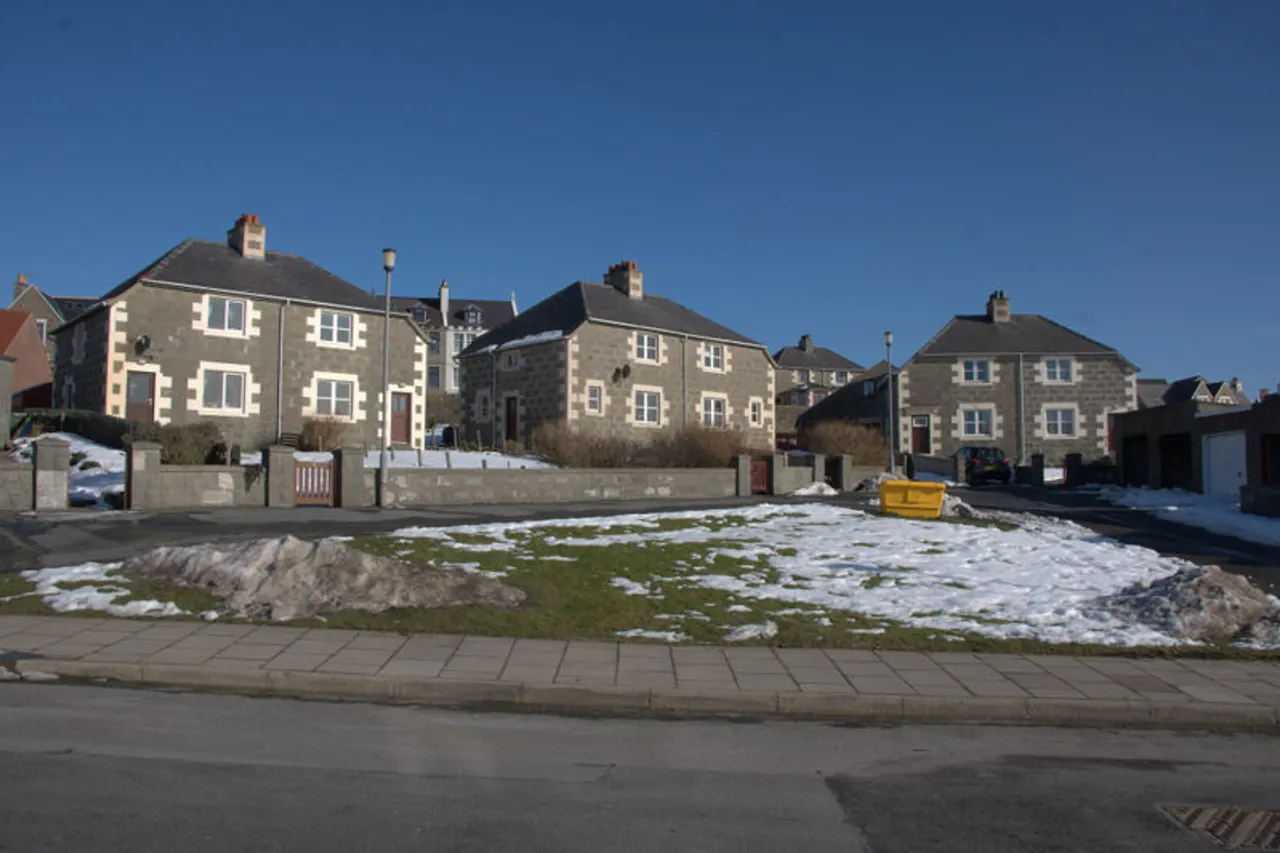 King Harald Street, Lerwick Distinctive housing just above Breiwick.